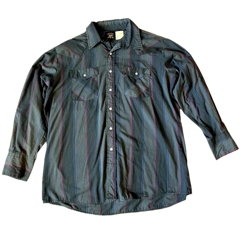 BRUSHPOPPER VINTAGE Saddle King Western Wear Rodeo Pearl Snap Shirt Men’s Large